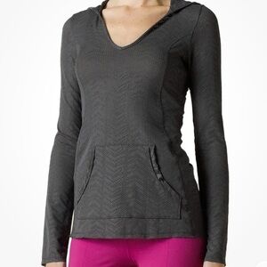 Prana Women's Angie Hoodie Long Sleeve Mesh Top Charcoal Gray Medium